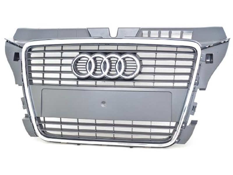 MASKA AUDI A3 08-012 SIVA S CHROM LAJSNOM S NOSAČEM TABLICE