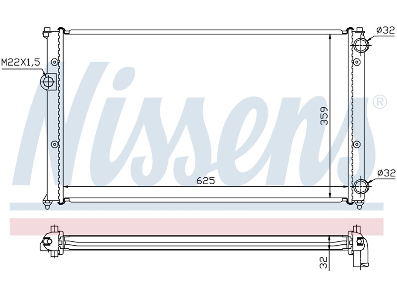 HLADNJAK VODE VW CADDY 1,9 SDI 628MMX377MM