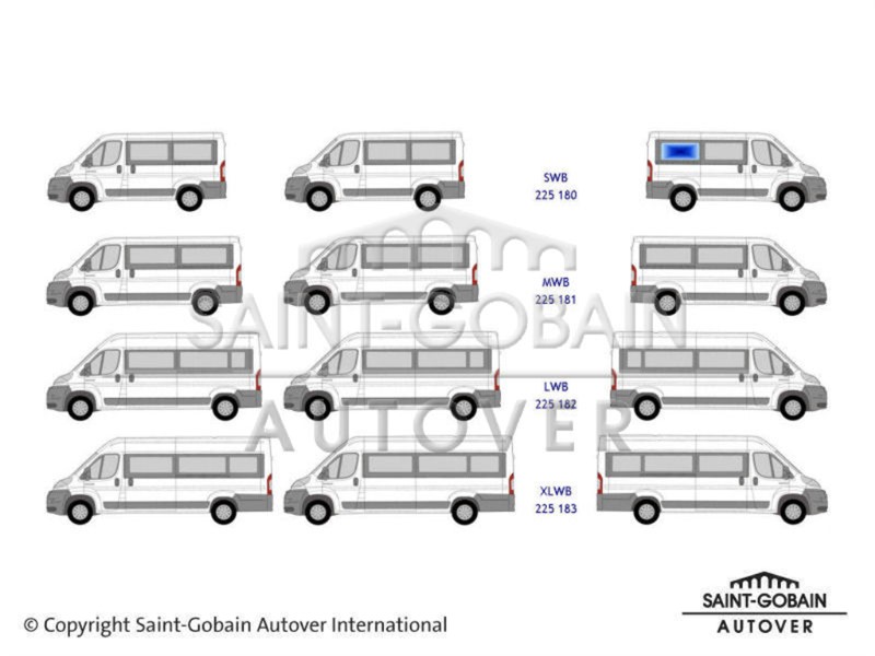 STAKLO ZAD. BOČNO  FIAT DUCATO 06 KRATKI - DX XYG