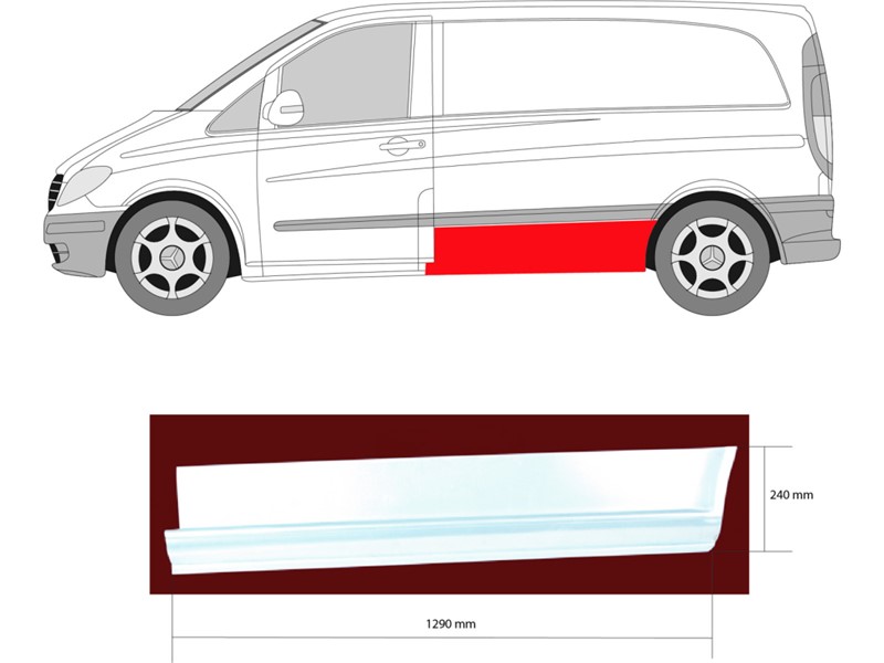 BOČNA STRANA ZADNJA DONJA 3200MM  VITO 03- LIJEVA
