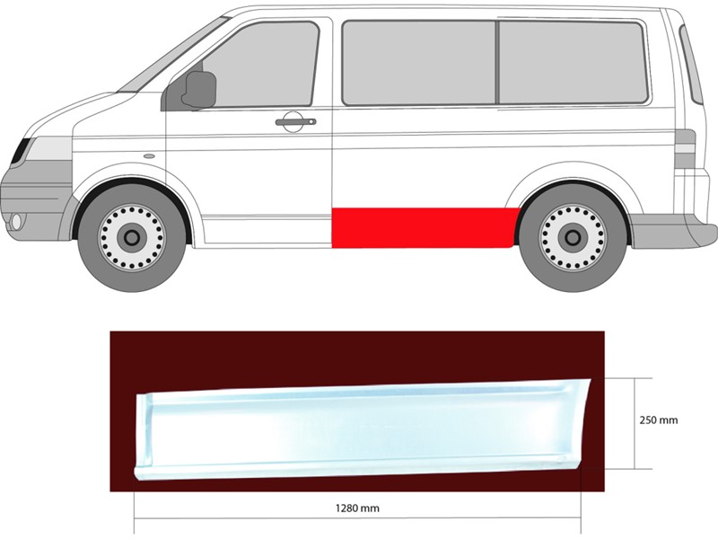 OPLATA BOČNA DONJA LIJEVA 3000MM VWE T5 03-015 KRATKA ŠASIJA